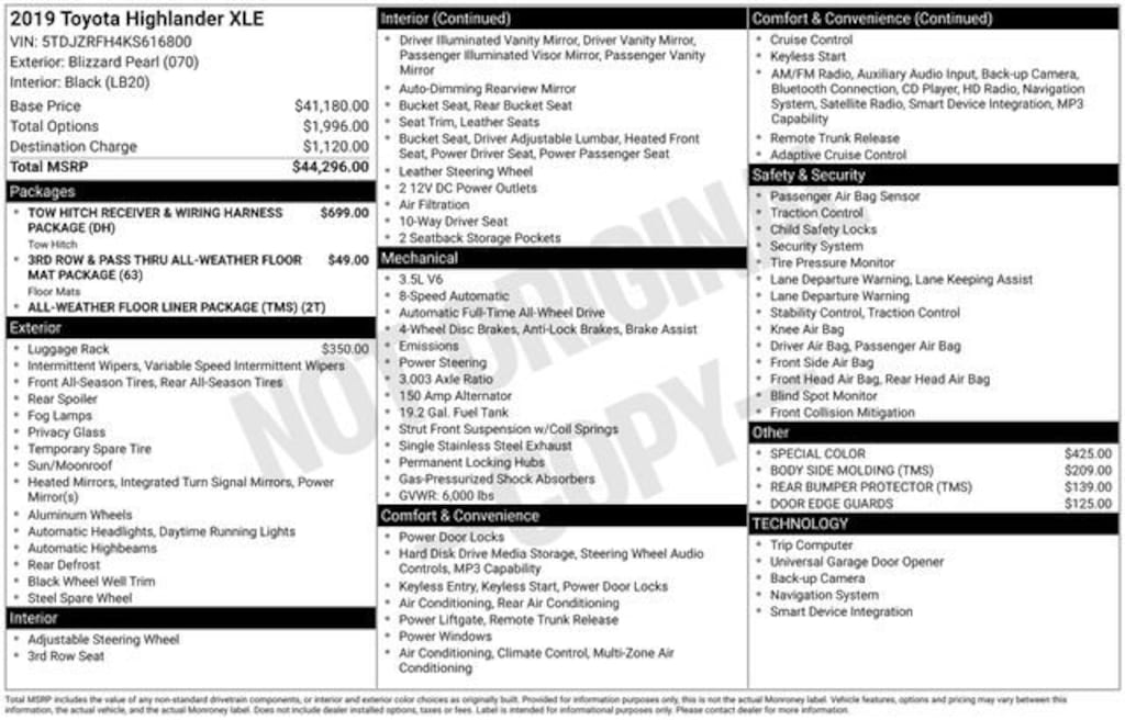 Used 2019 Toyota Highlander XLE SUV