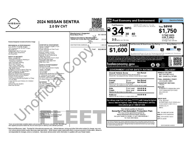 Used 2024 Nissan Sentra SV Sedan