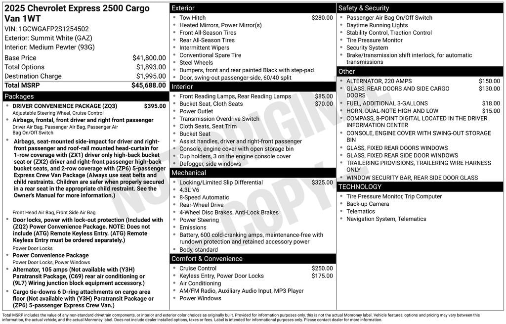 2025 Chevrolet Express Cargo Work Van - Photo 7