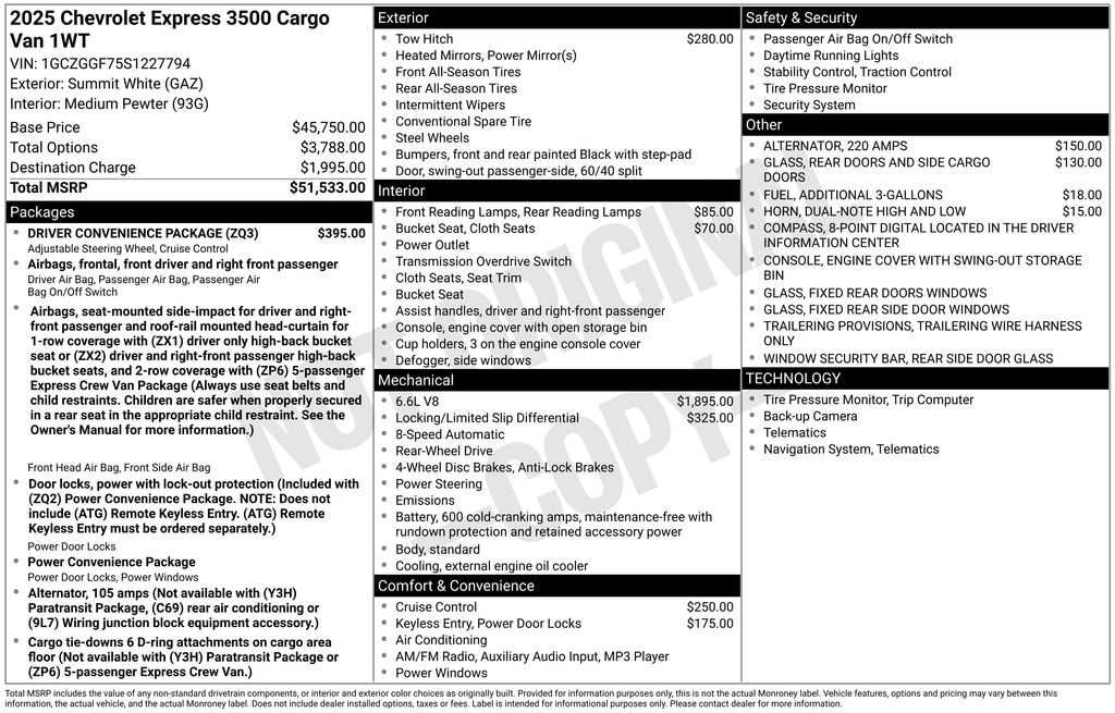 2025 Chevrolet Express Cargo Work Van - Photo 7