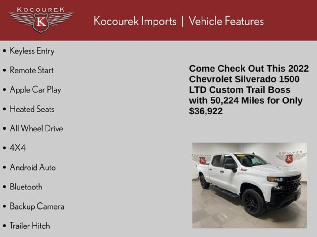 Used 2022 Chevrolet Silverado 1500 LTD Custom Trail Boss Truck