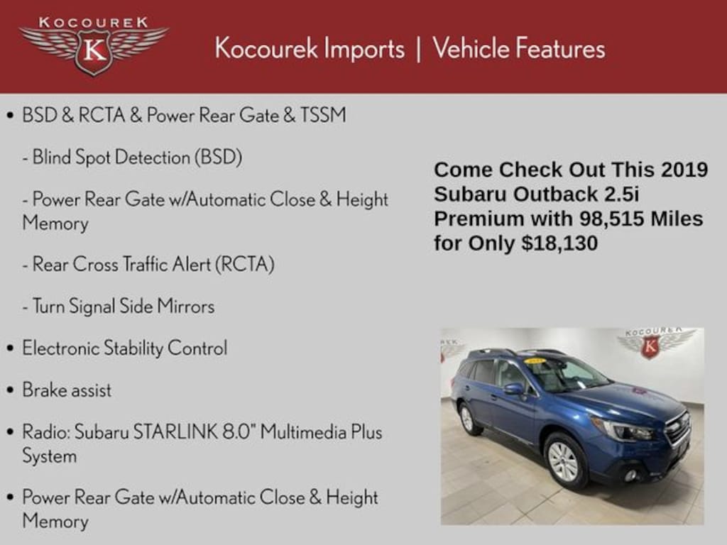 Used 2019 Subaru Outback 2.5i Premium SUV