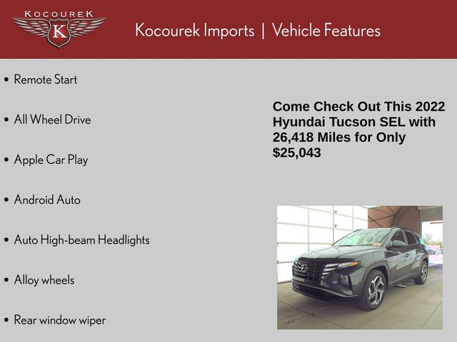 Used 2022 Hyundai Tucson SEL with VIN 5NMJFCAE2NH134692 for sale in Wausau, WI