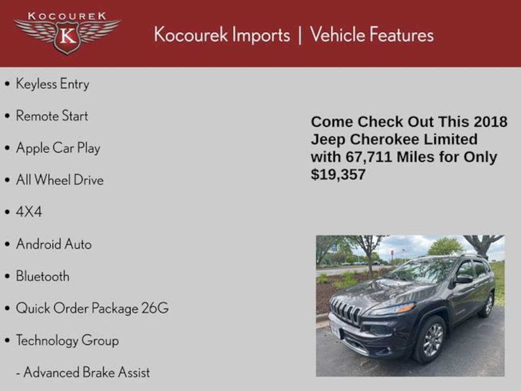 Used 2018 Jeep Cherokee Limited SUV
