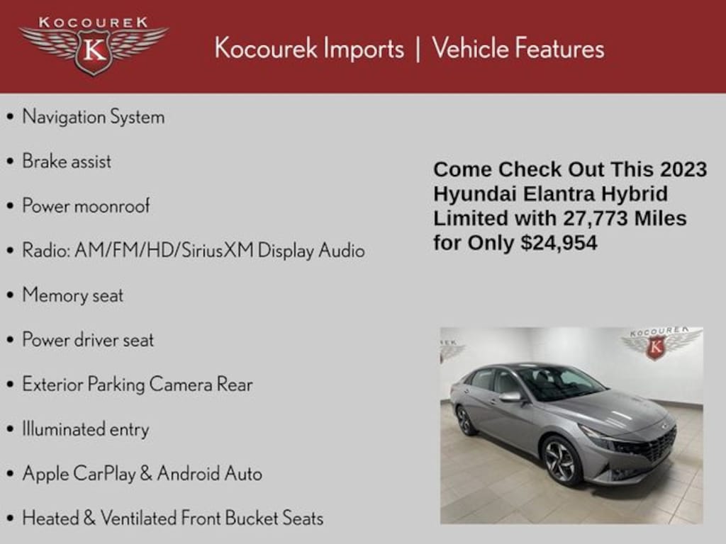 Used 2023 Hyundai Elantra Hybrid Limited Sedan