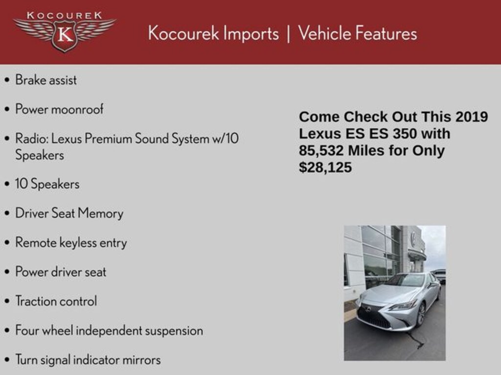 Used 2019 Lexus ES 350 Sedan