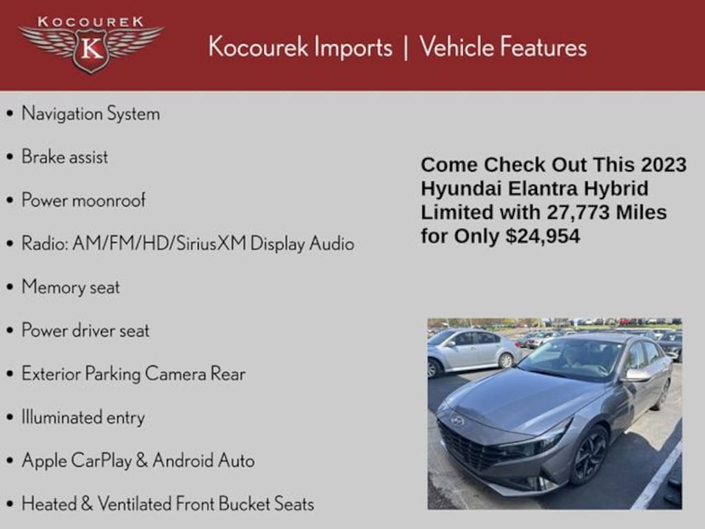Used 2023 Hyundai Elantra Hybrid Limited Sedan