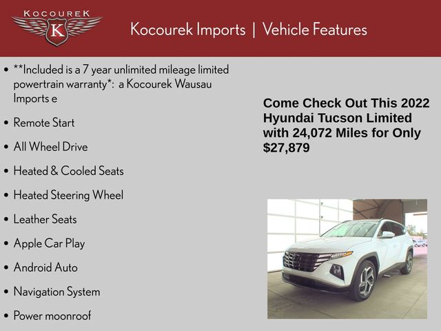 Used 2022 Hyundai Tucson Limited with VIN 5NMJECAE1NH126330 for sale in Wausau, WI