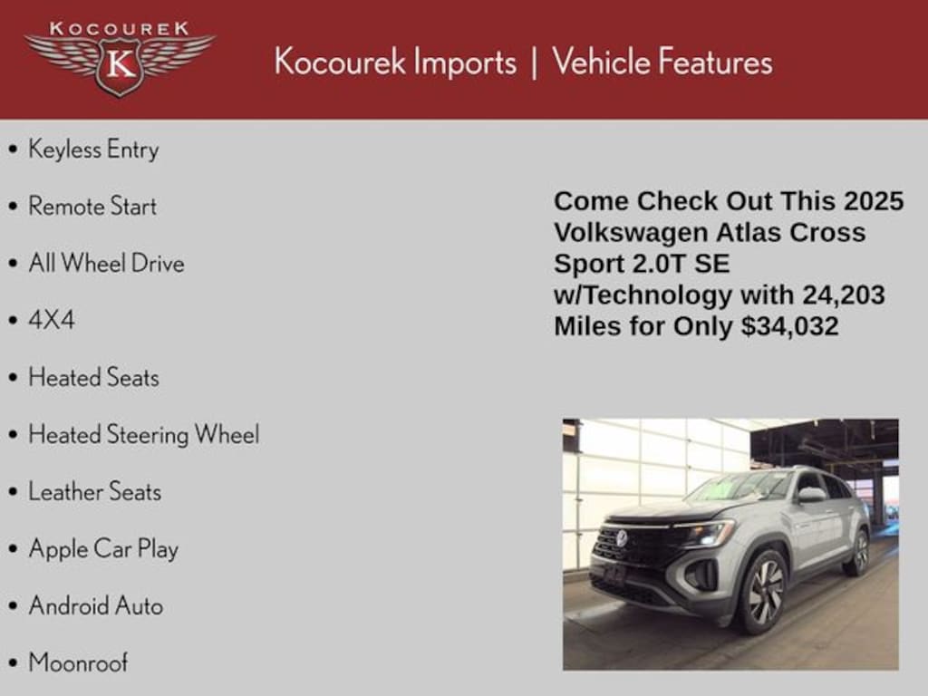 Used 2025 Volkswagen Atlas Cross Sport 2.0T SE w/Technology SUV