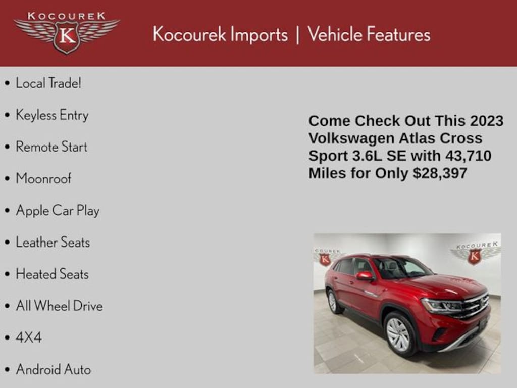 Used 2023 Volkswagen Atlas Cross Sport 3.6L V6 SE w/Technology SUV