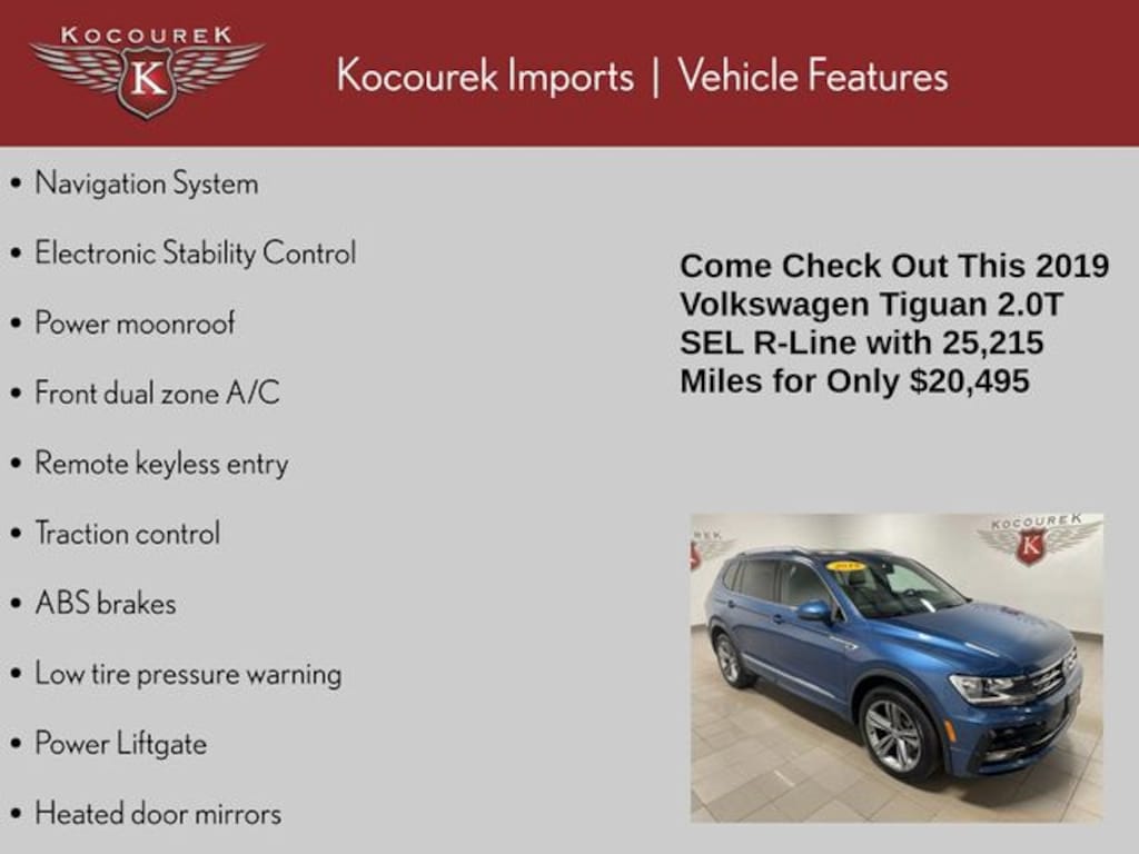 Used 2019 Volkswagen Tiguan 2.0T SE 4MOTION SUV