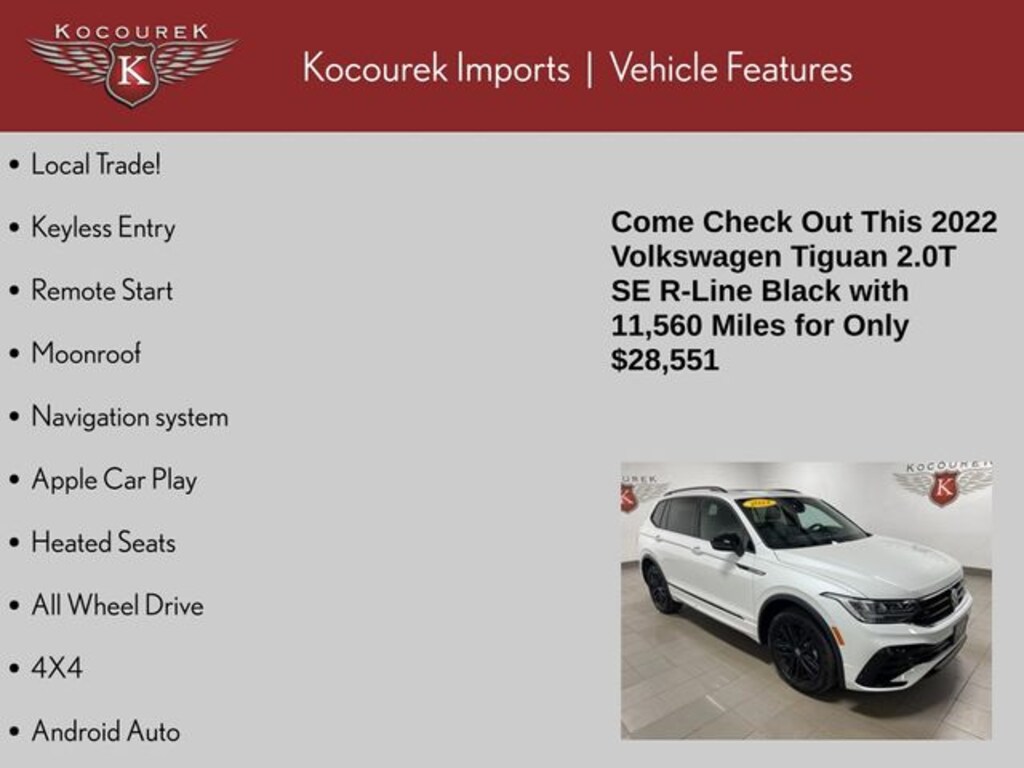 Used 2022 Volkswagen Tiguan 2.0T SE R-Line Black SUV