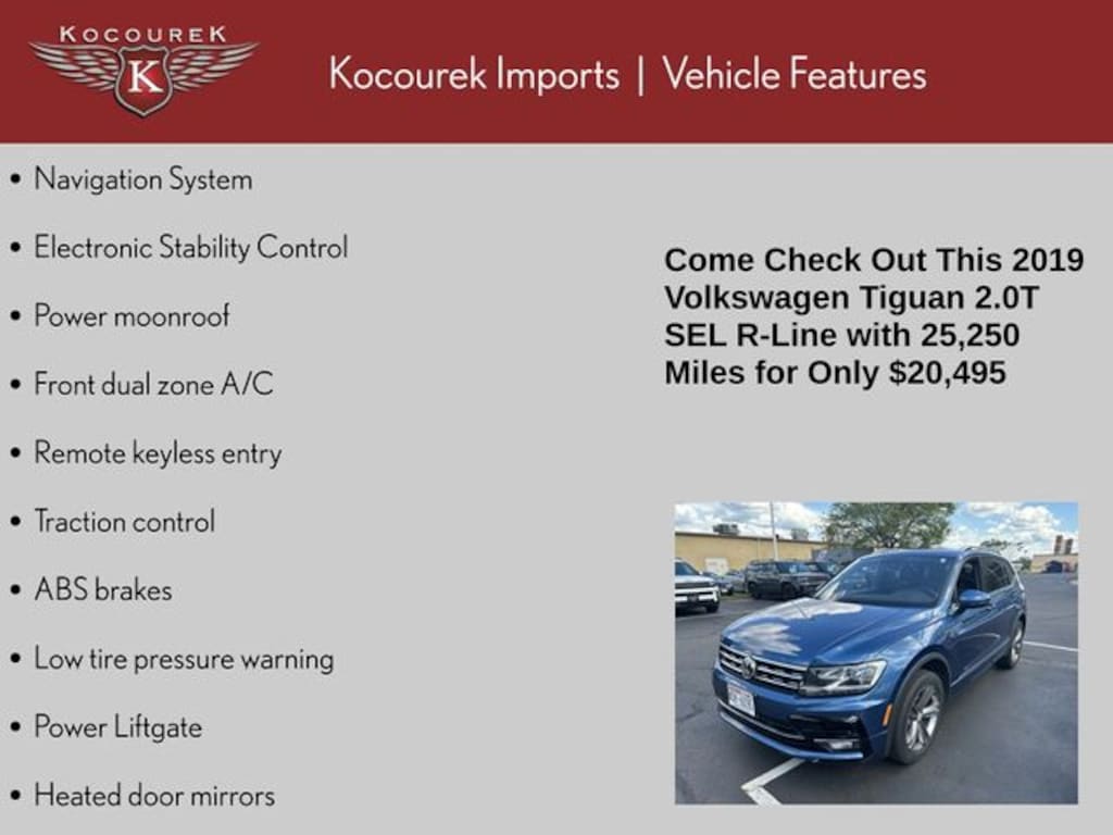 Used 2019 Volkswagen Tiguan 2.0T SE 4MOTION SUV