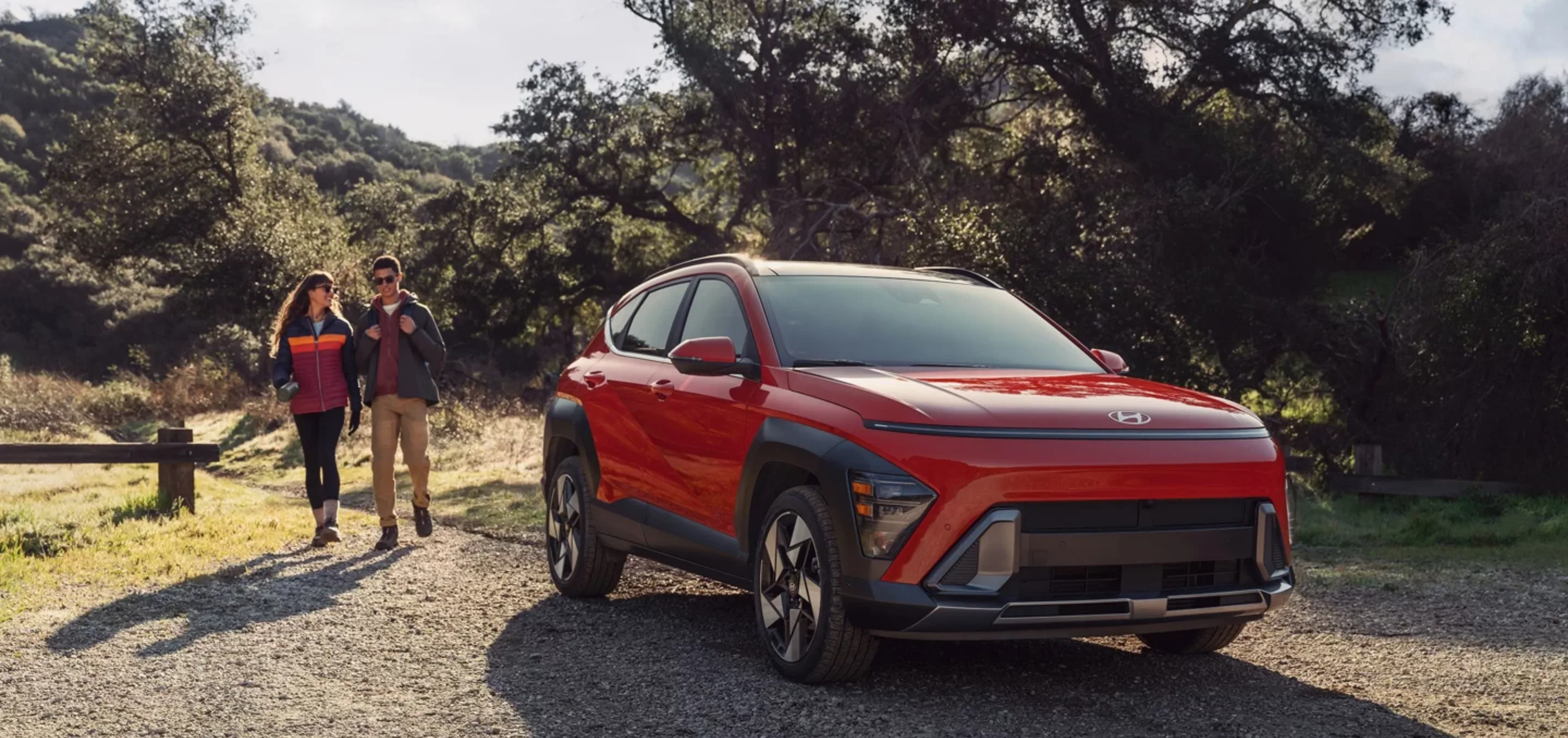 College students hiking back to their 2026 Hyundai Kona