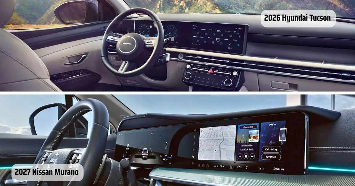 Both the 2026 Hyundai Tucson and 2027 Nissan Murano have a 12.3-inch touchscreen
