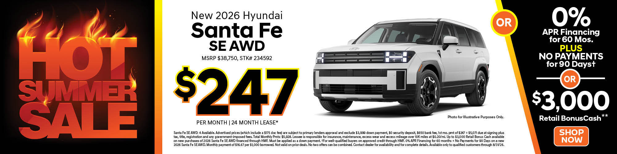Hot Summer Sale on the 2026 Hyundai Santa Fe SE AWD at Koeppel Hyundai