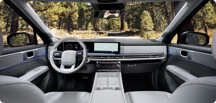 Panoramic curved display interior