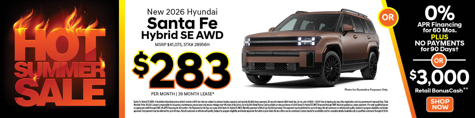 Hot Summer Sale on the 2026 Hyundai Santa Fe Hybrid SE AWD at Koeppel Hyundai