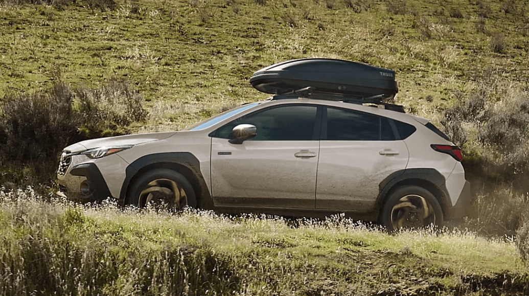 A sideview of a white 2026 Subaru Crosstrek
