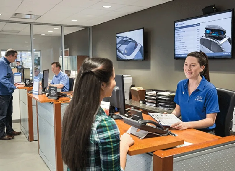 Subaru service department happily accommodating clients