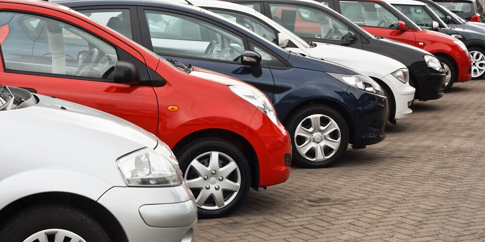 Used cars on a parking lot
