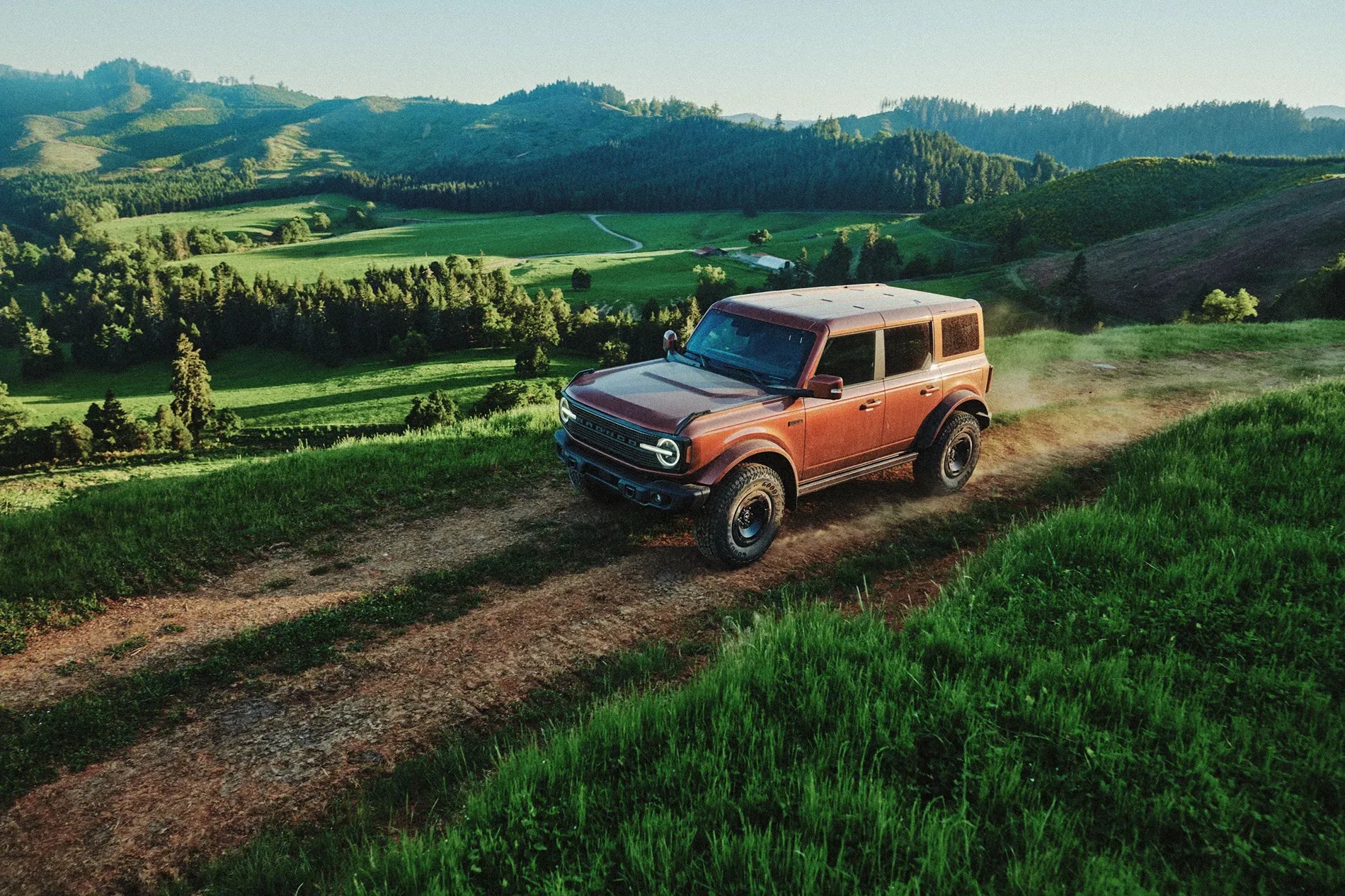 2027 Ford Bronco Filson driving on a technical off-road trail