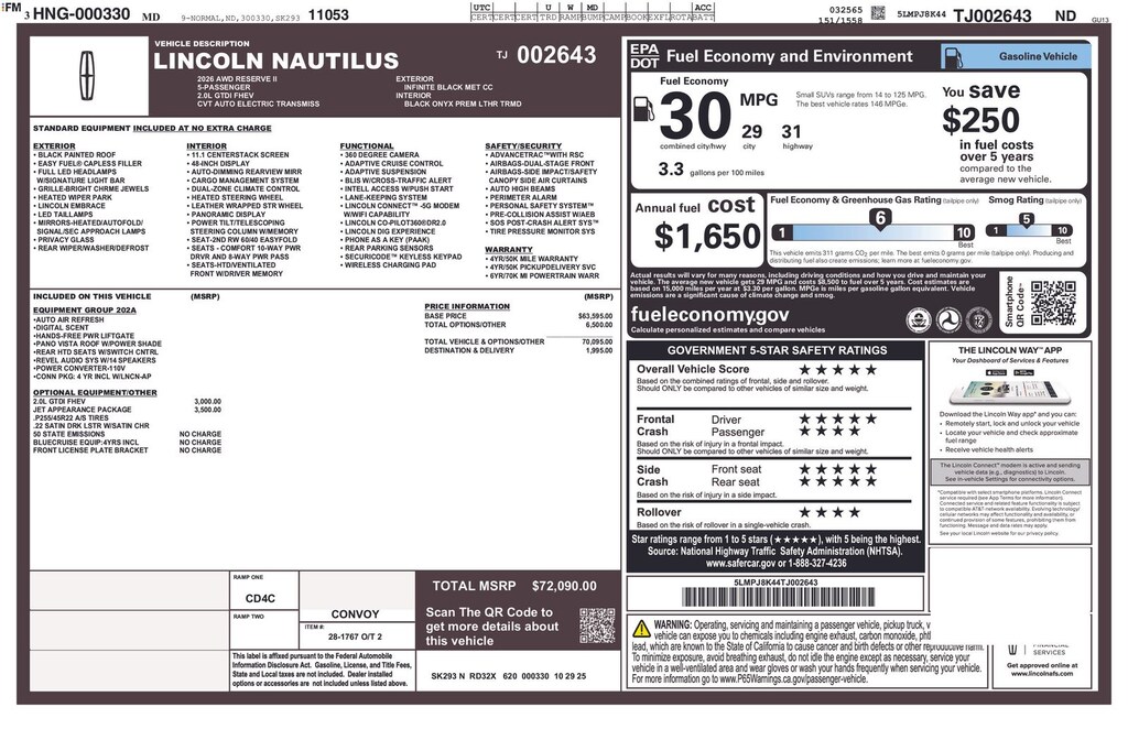 New 2026 Lincoln Nautilus Reserve SUV