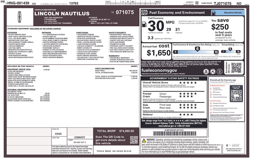 New 2026 Lincoln Nautilus Reserve SUV
