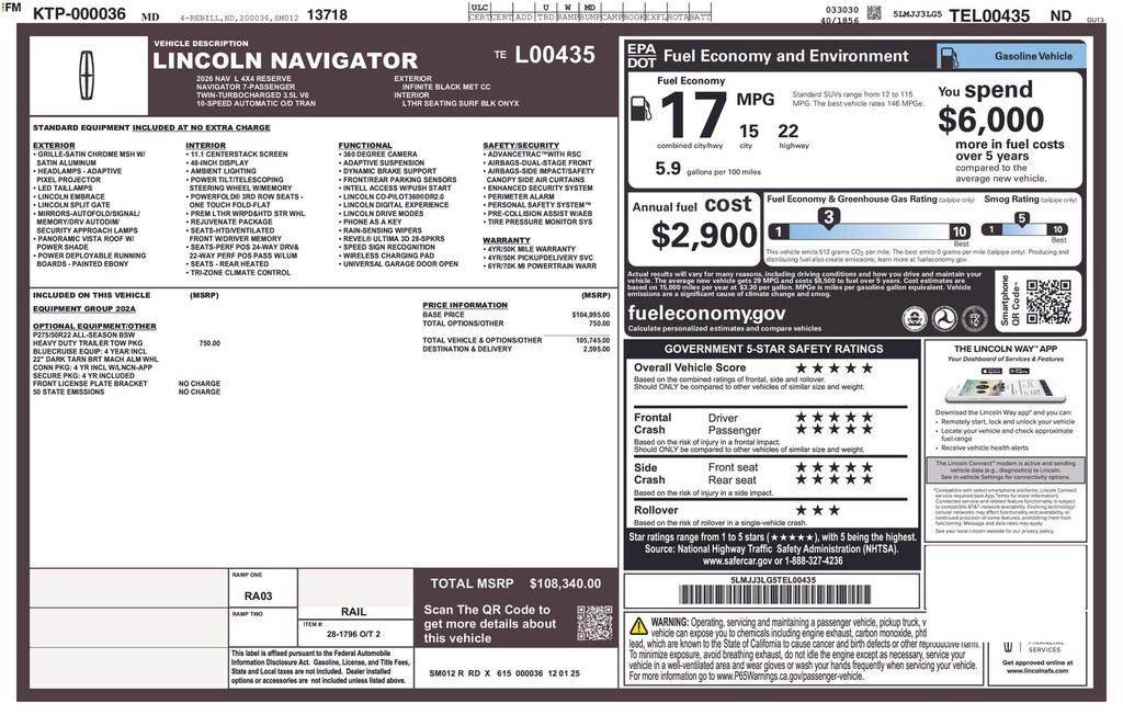 New 2026 Lincoln Navigator L Reserve SUV