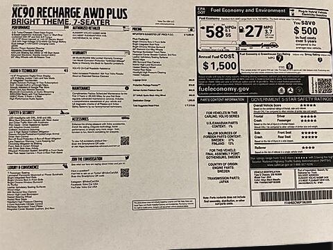 2023 Volvo XC90 Recharge Plug-In Hybrid Plus Bright Theme SUV