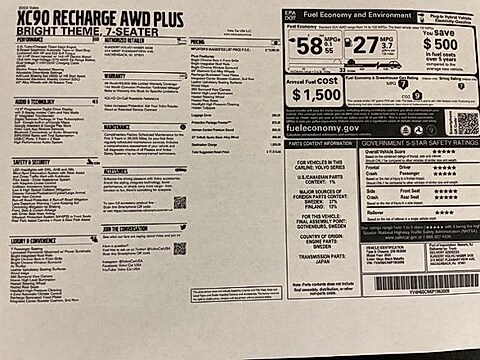 2023 Volvo XC90 Recharge Plug-In Hybrid Plus Bright Theme SUV