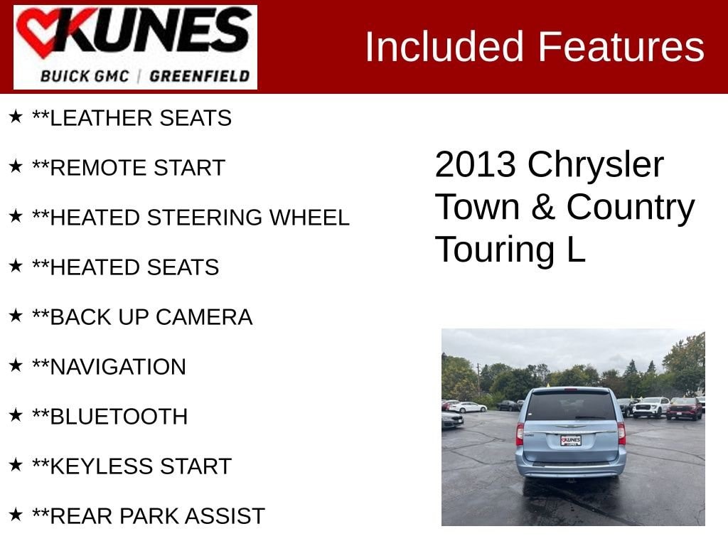 Used 2013 Chrysler Town & Country Touring-L with VIN 2C4RC1CG6DR650668 for sale in Greenfield, WI