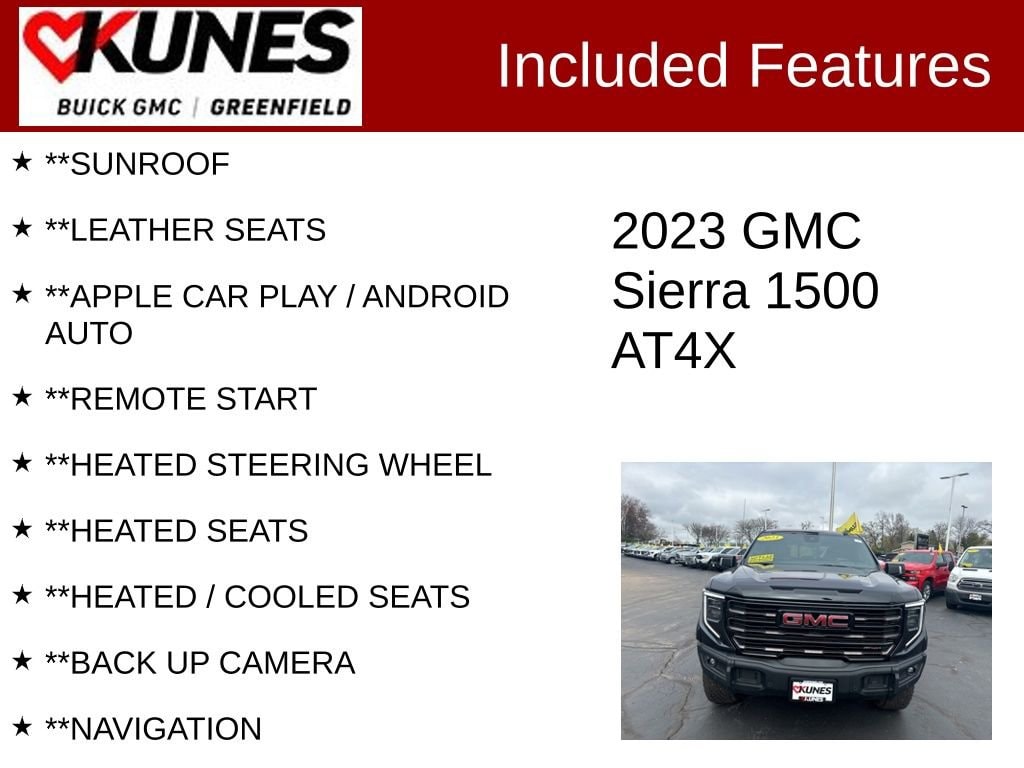 Used 2023 GMC Sierra 1500 AT4X with VIN 3GTUUFEL7PG283241 for sale in Greenfield, WI