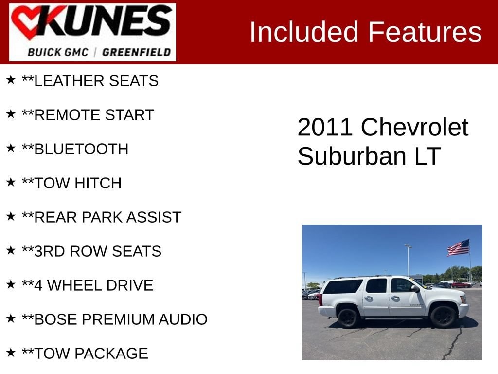 Used 2011 Chevrolet Suburban LT with VIN 1GNSKJE33BR185923 for sale in Greenfield, WI