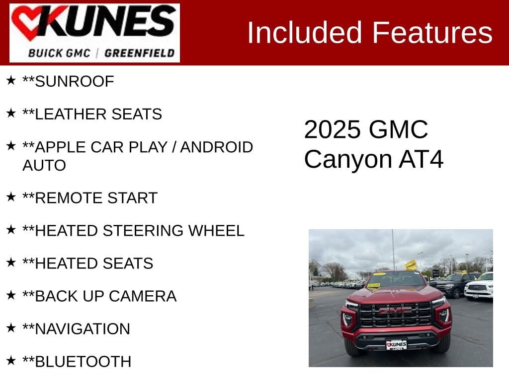 Used 2025 GMC Canyon AT4 with VIN 1GTP2DEK0S1135034 for sale in Greenfield, WI