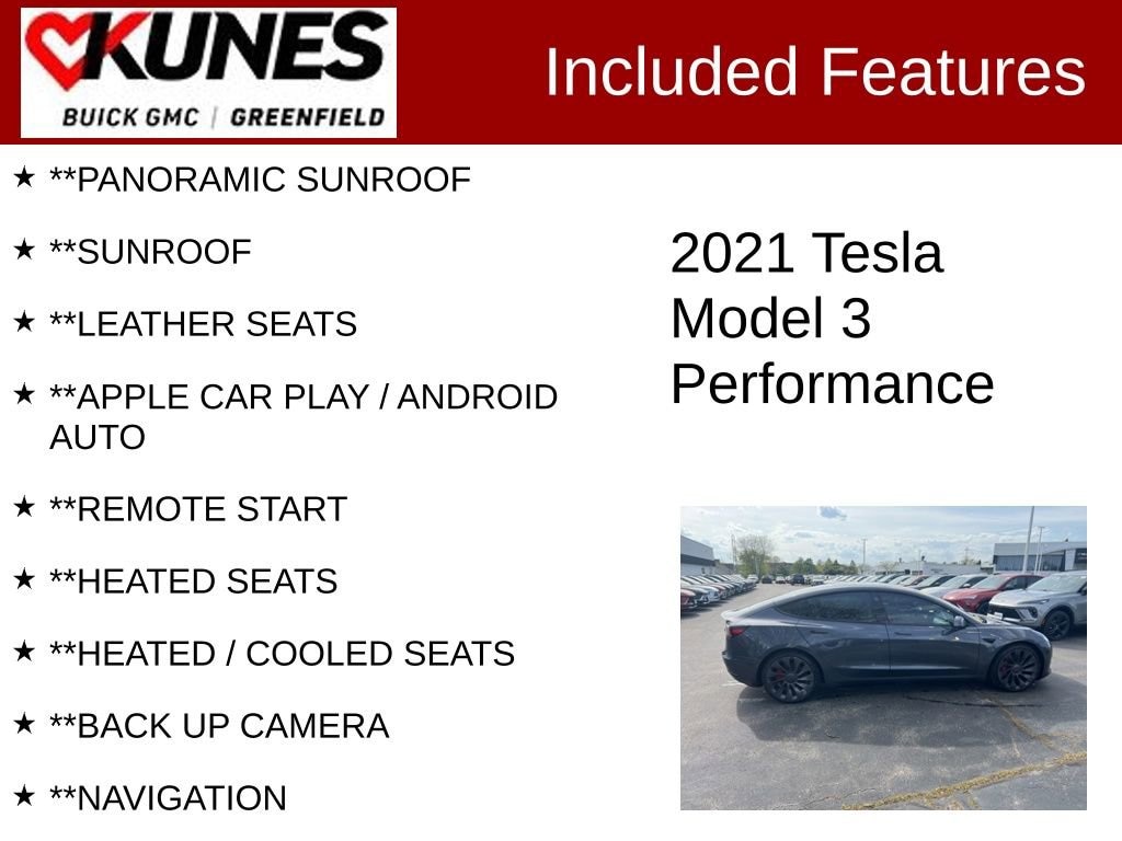 Used 2021 Tesla Model 3 Base with VIN 5YJ3E1EC5MF991890 for sale in Greenfield, WI