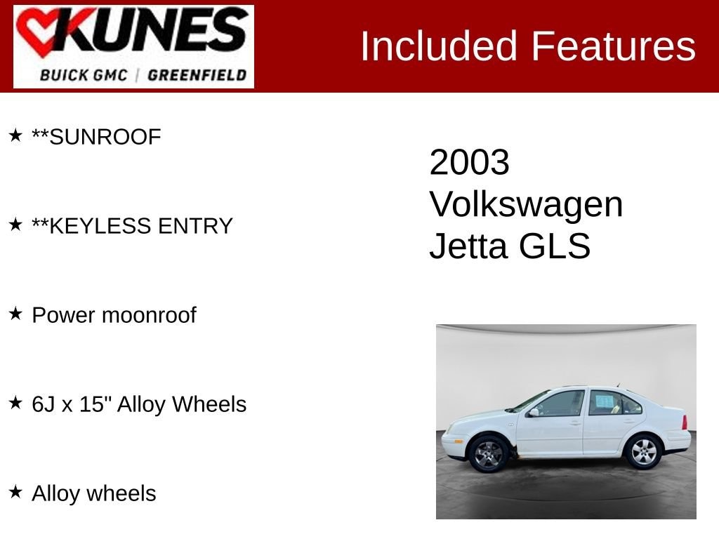 Used 2003 Volkswagen Jetta GLS with VIN 3VWSK69MX3M091448 for sale in Greenfield, WI