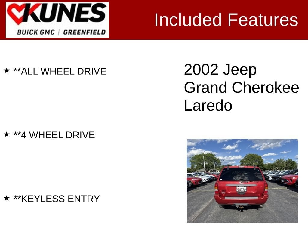 Used 2002 Jeep Grand Cherokee LAREDO with VIN 1J4GW48S62C263082 for sale in Greenfield, WI