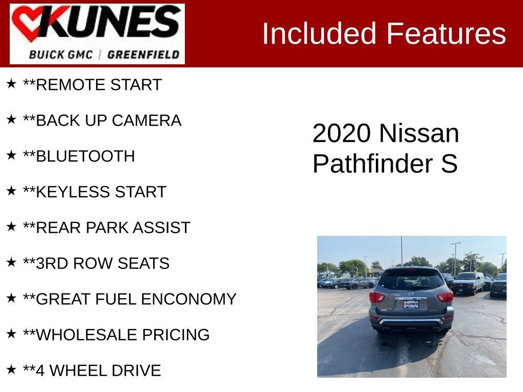 Used 2020 Nissan Pathfinder S with VIN 5N1DR2AN9LC588279 for sale in Greenfield, WI