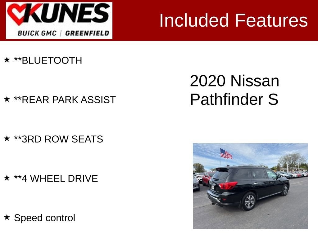 Used 2020 Nissan Pathfinder S with VIN 5N1DR2AM6LC646937 for sale in Greenfield, WI