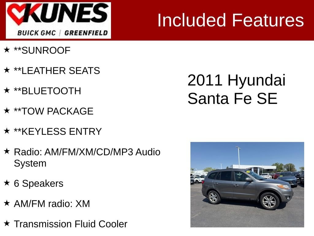 Used 2011 Hyundai Santa Fe SE with VIN 5XYZH4AG9BG020490 for sale in Greenfield, WI