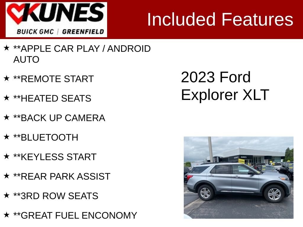 Used 2023 Ford Explorer XLT with VIN 1FMSK8DH8PGA86821 for sale in Greenfield, WI