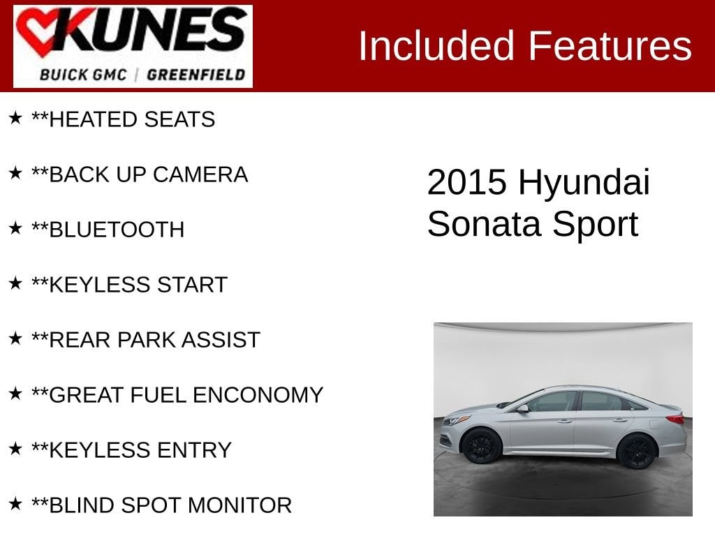 Used 2015 Hyundai Sonata Sport with VIN 5NPE34AF6FH092766 for sale in Greenfield, WI