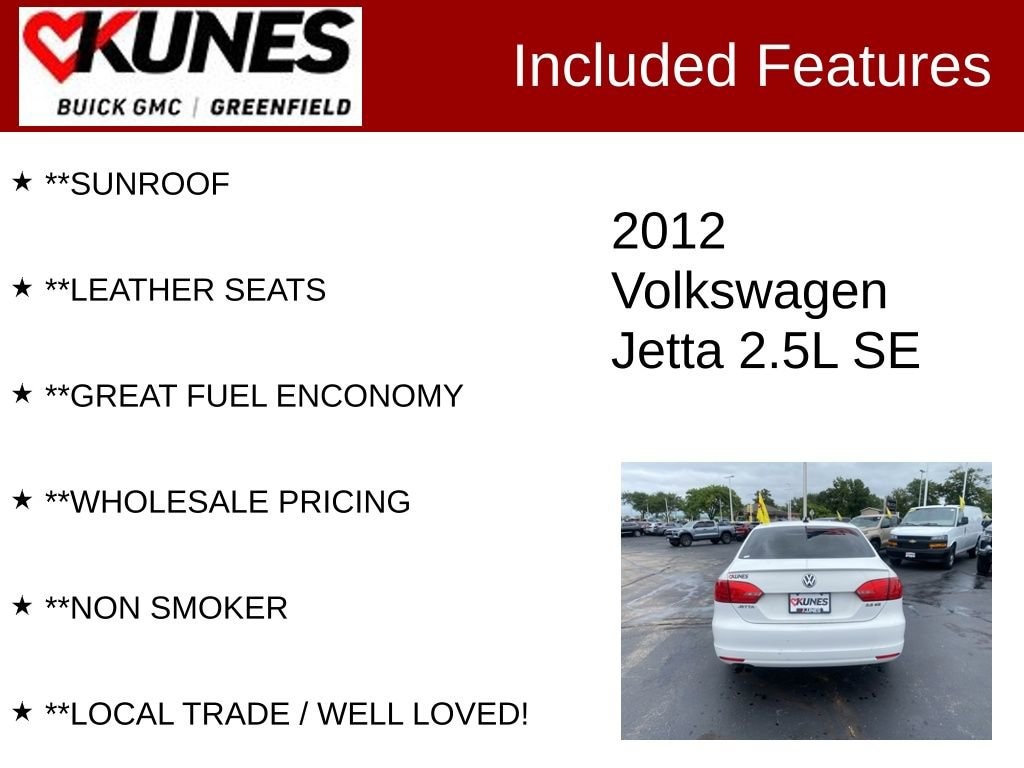 Used 2012 Volkswagen Jetta SE with VIN 3VWBP7AJ9CM376702 for sale in Greenfield, WI