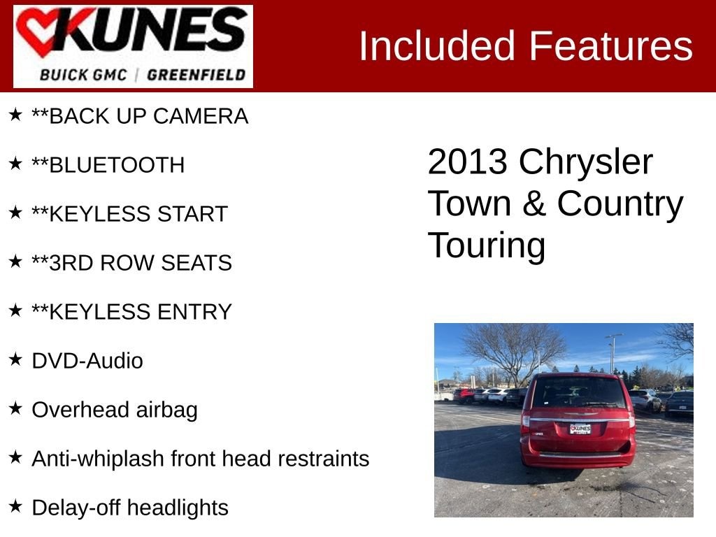 Used 2013 Chrysler Town & Country Touring with VIN 2C4RC1BG0DR682954 for sale in Greenfield, WI