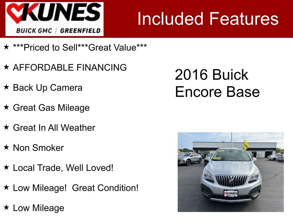 Used 2016 Buick Encore Base with VIN KL4CJESB9GB544818 for sale in Greenfield, WI