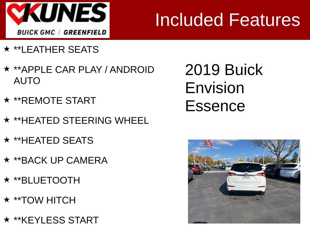 Used 2019 Buick Envision Essence with VIN LRBFXCSA6KD011432 for sale in Greenfield, WI