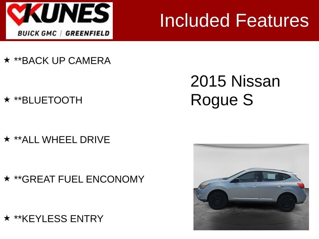 Used 2015 Nissan Rogue Select S with VIN JN8AS5MV3FW251381 for sale in Greenfield, WI