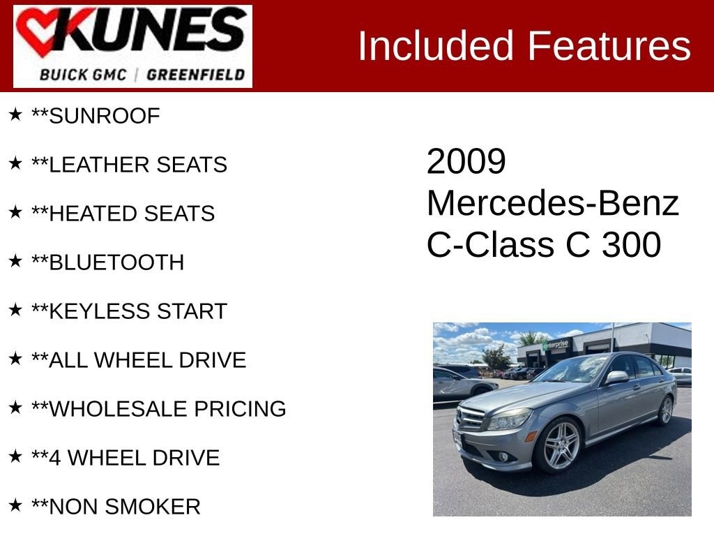 Used 2009 Mercedes-Benz C-Class C300 Luxury with VIN WDDGF81X19F260382 for sale in Greenfield, WI
