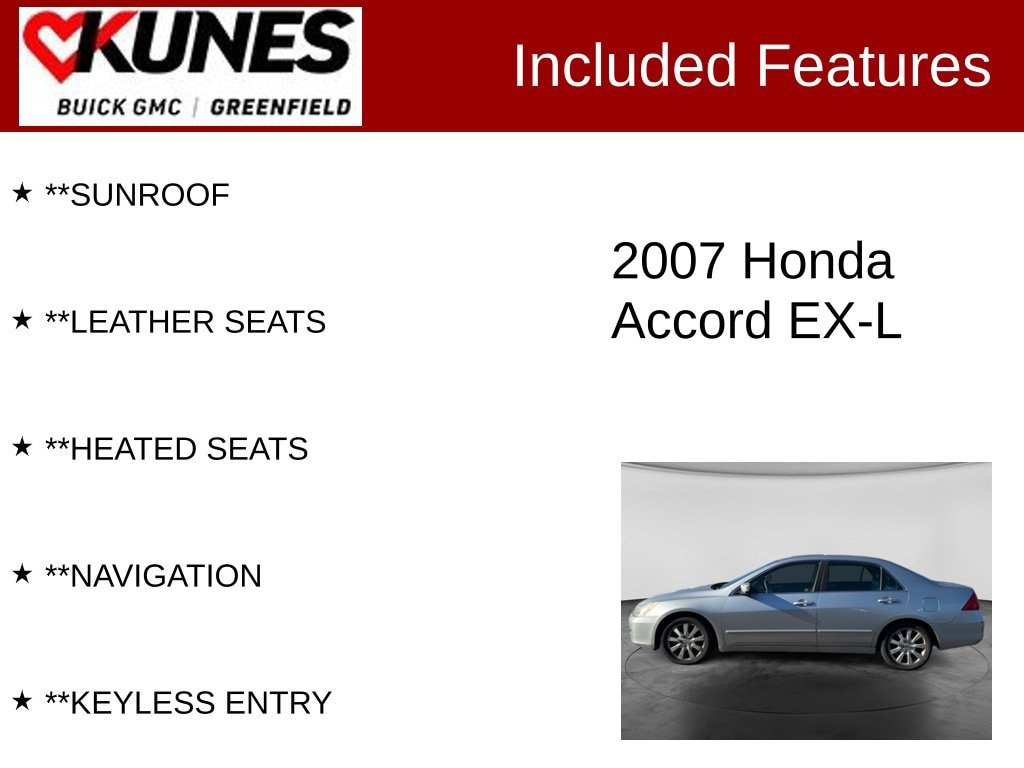 Used 2007 Honda Accord 3.0 EX with VIN 1HGCM668X7A012213 for sale in Greenfield, WI